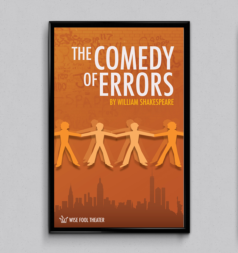 Wise Fool Theater The Comedy of Errors performance poster design, created by Šek Design Studio
