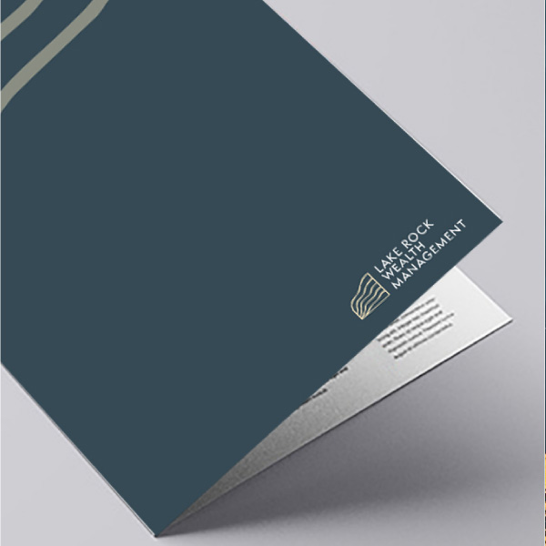 Lake Rock Wealth Management branded print materials, designed by Šek Design Studio