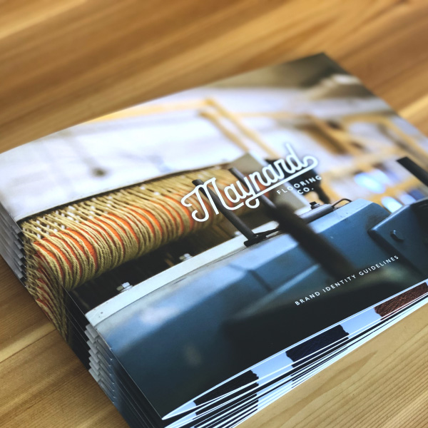 Maynard Flooring brand guideline document cover, created by Šek Design Studio