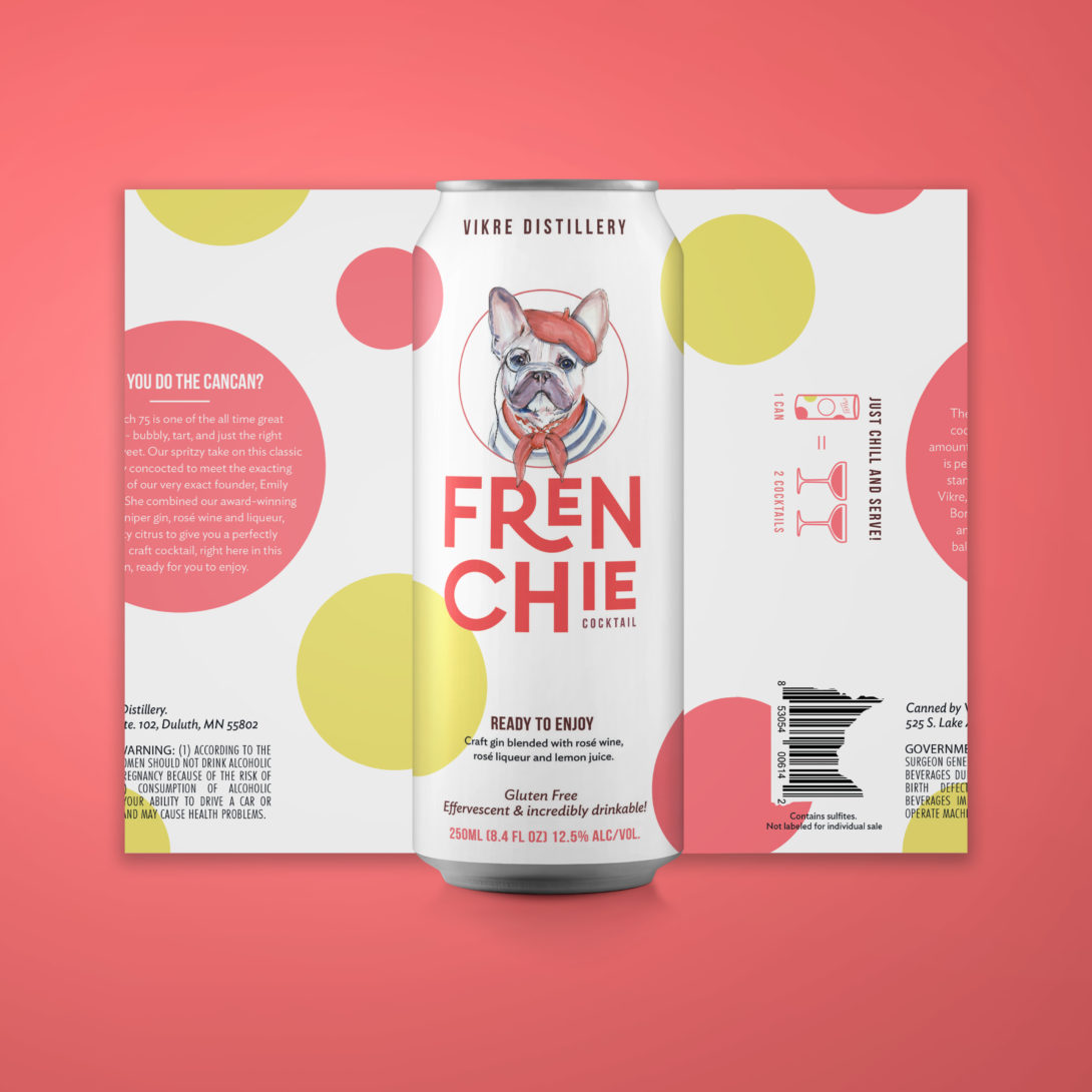 Frenchie Cocktail expanded can packaging design, created by Šek Design Studio