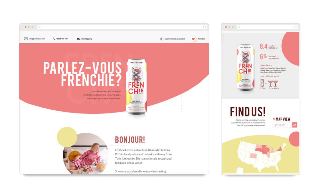 Frenchie Cocktail, Website Layout created by Šek Design Studio