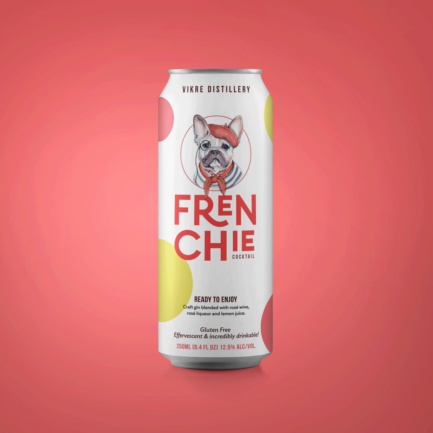 Frenchie Cocktail can packaging design, created by Šek Design Studio