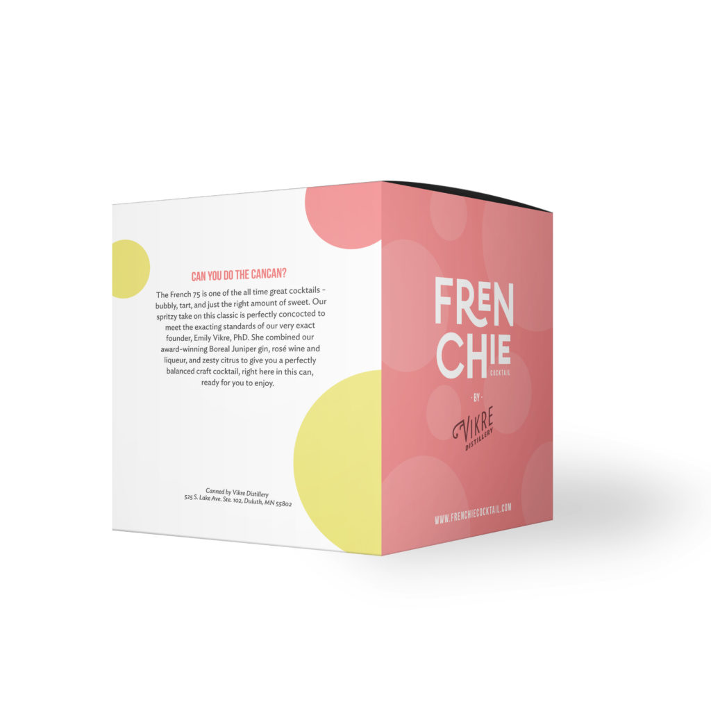 Frenchie Cocktail back packaging cube design, created by Šek Design Studio