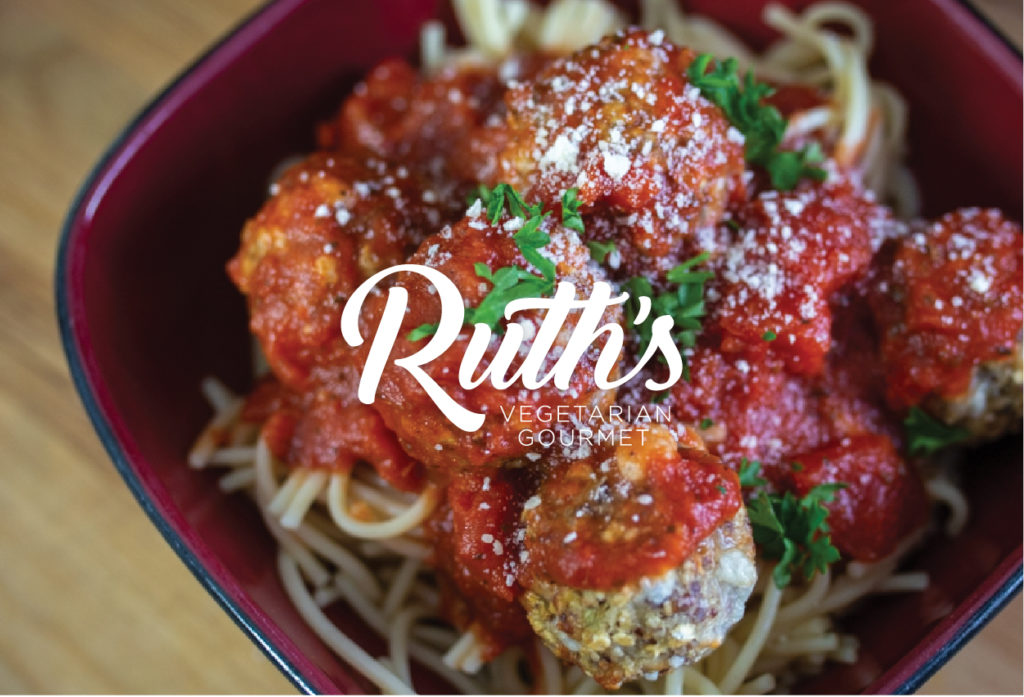 Ruth's Vegetarian Gourmet rebrand imagery, Šek designed