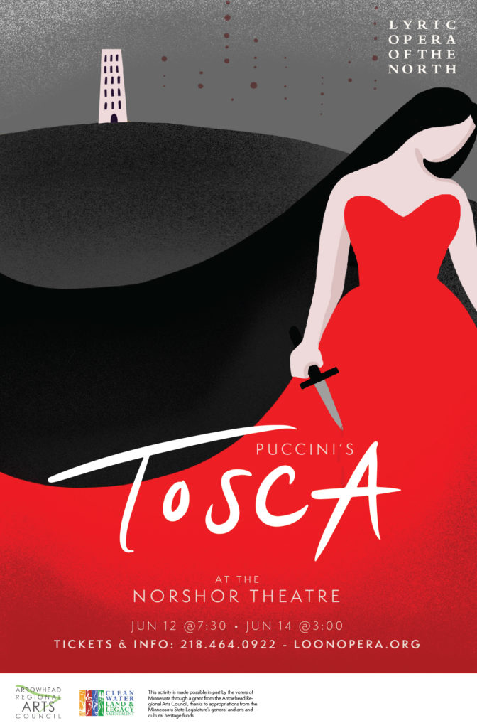Lyric Opera of the North's Tosca performance poster created by Šek Design Studio