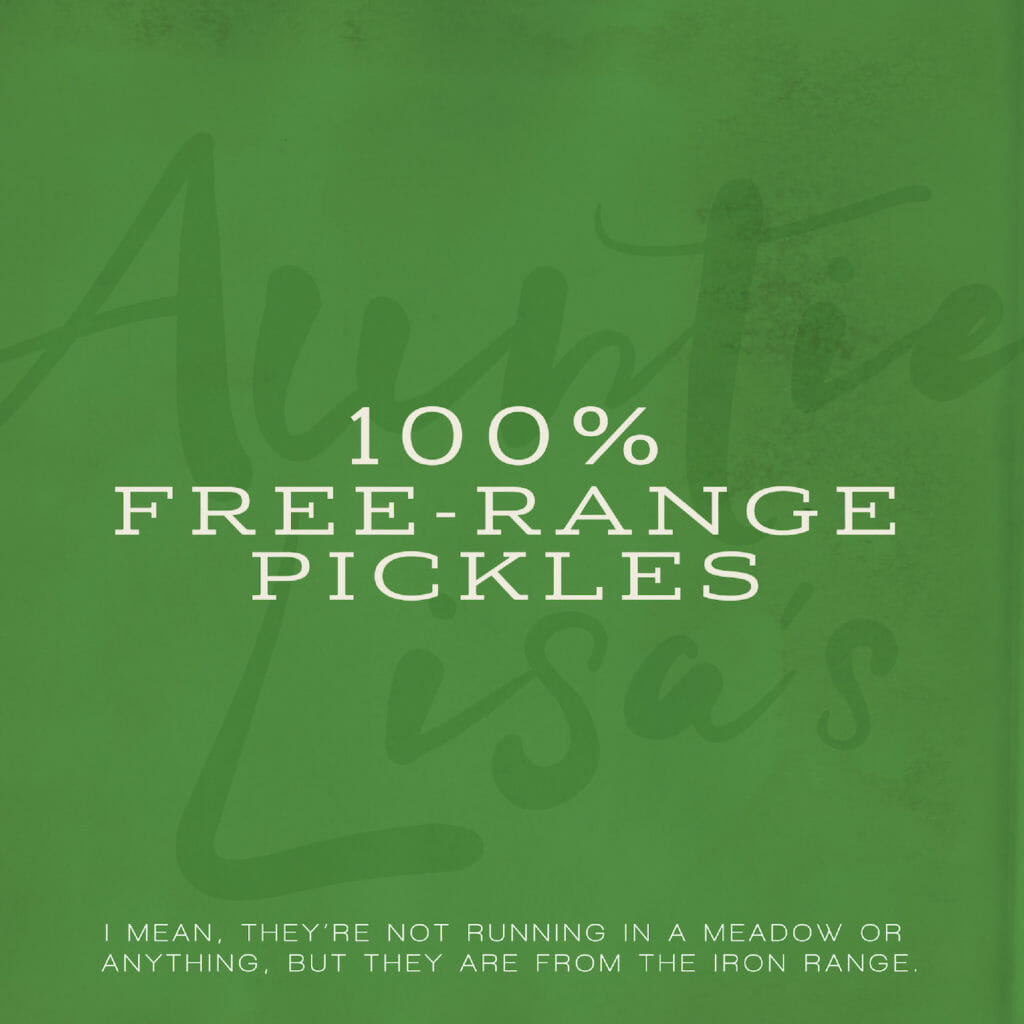 Auntie Lisa's free range pickles, branding created by Šek Design Studio