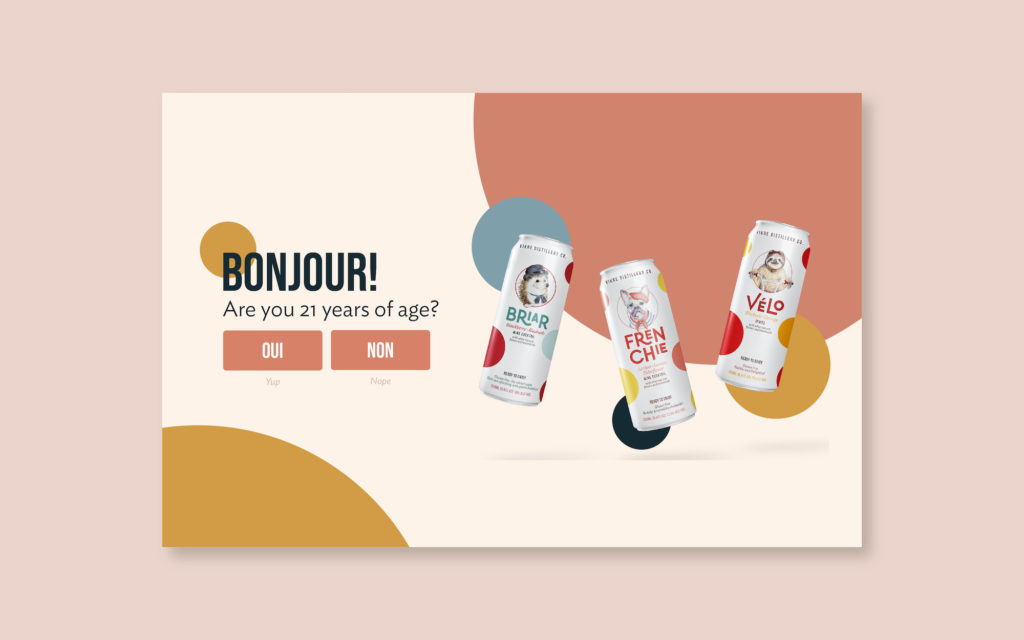 Frenchie website age gateway pop-up, designed and developed by Šek Design Studio