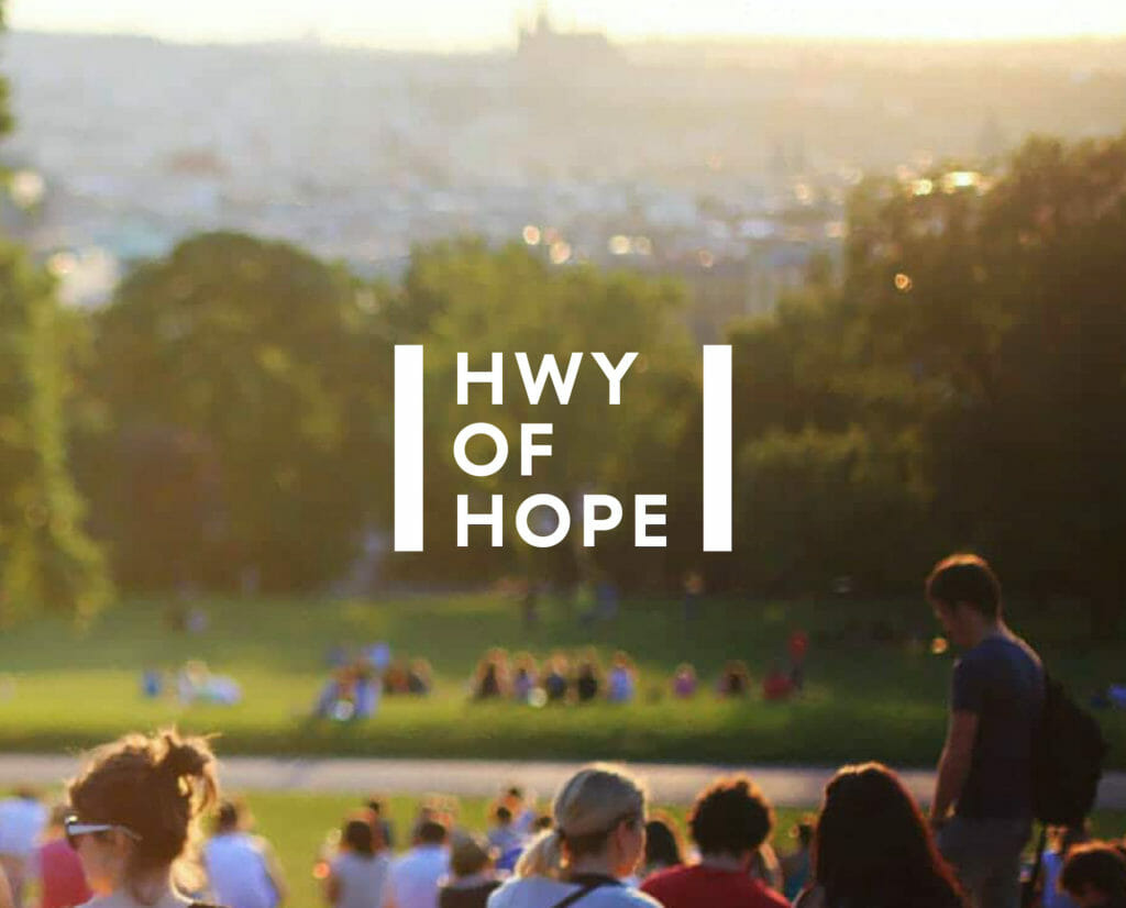 Highway of Hope logo usage with brand imagery, created by Šek Design Studio