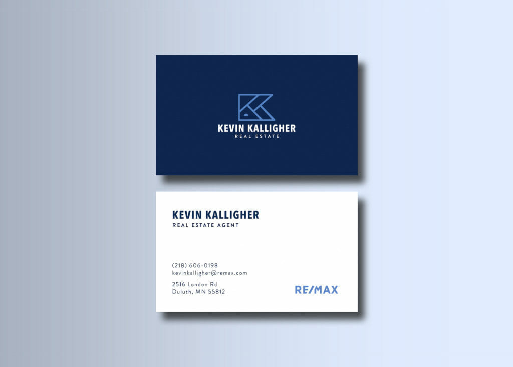 Kevin Kalligher, of RE/Max Results, professional branded business cards, created by Šek Design Studio