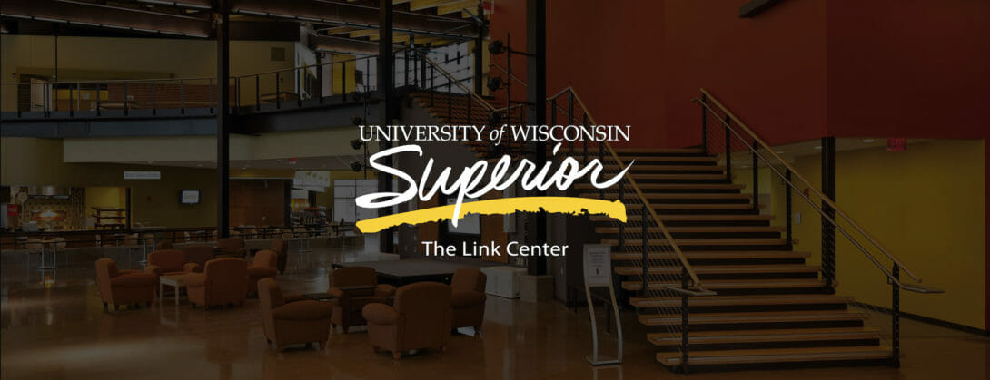 University of Wisconsin-Superior Link Center rebrand poster, repositioning branding by Šek Design Studio