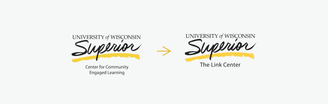 University of Wisconsin-Superior Link Center rebrand, repositioning branding by Šek Design Studio