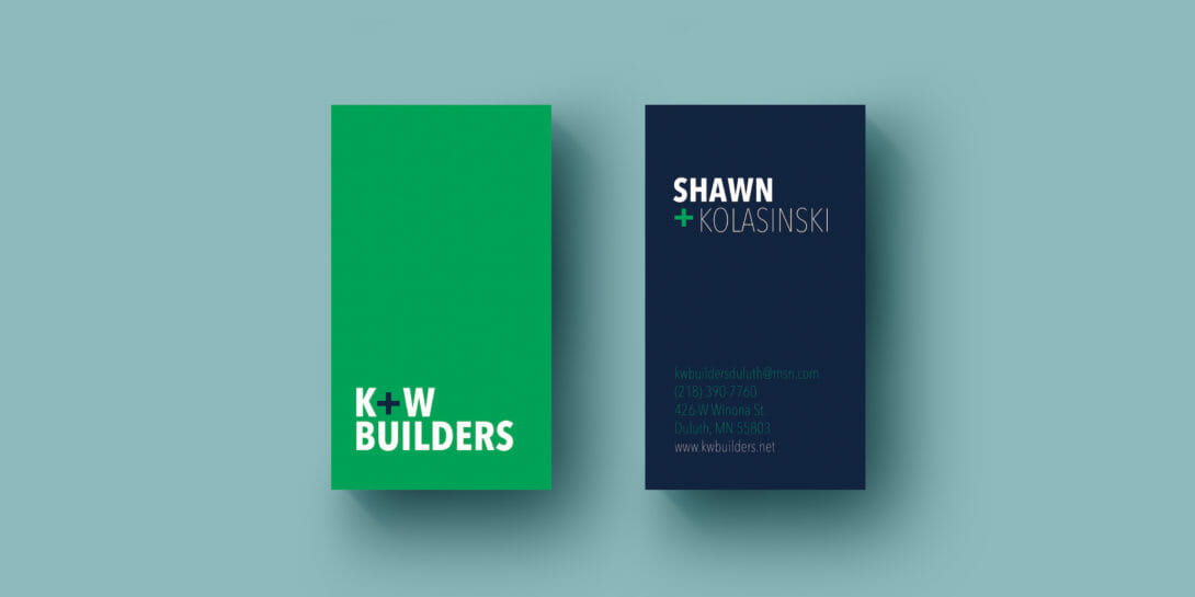 K+W Builders business cards, designed by Šek Design Studio