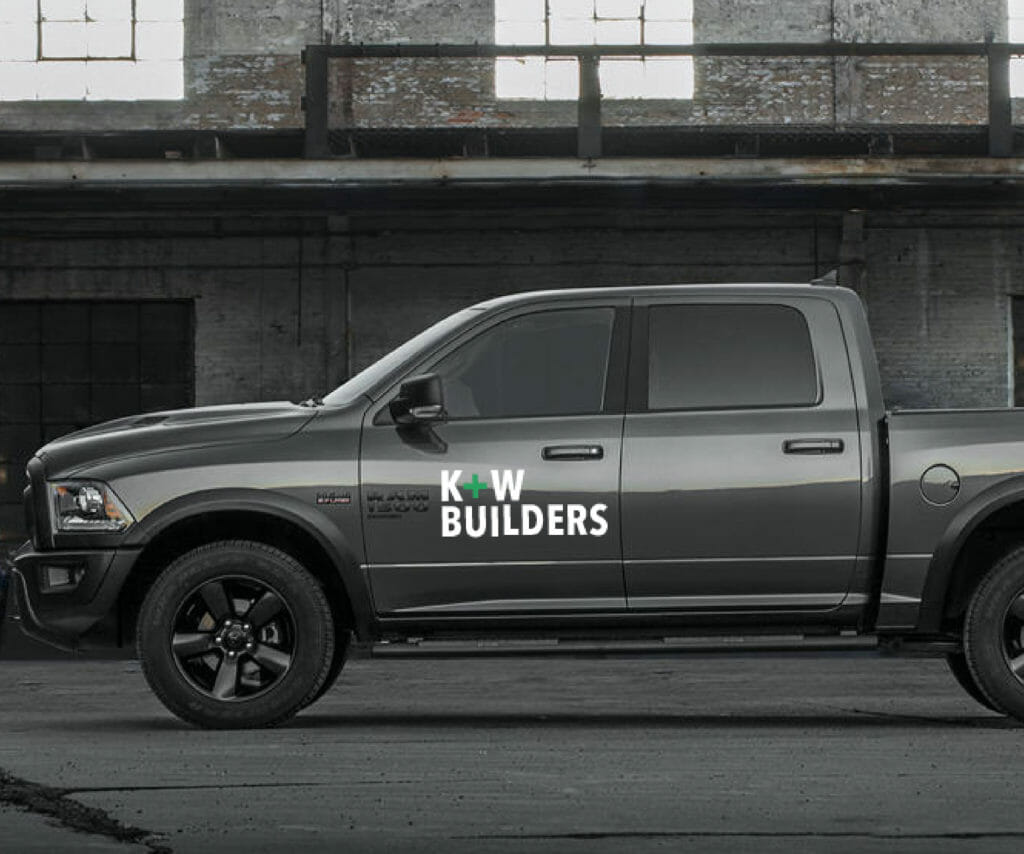 K+W Builders branded truck mock-up, created by Šek Design Studio
