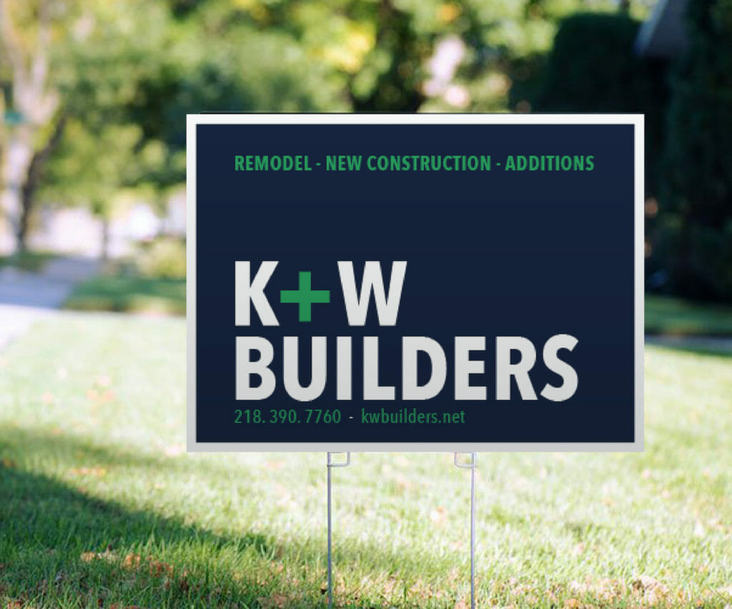 K+W Builders yard sign, designed by Šek Design Studio