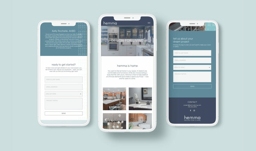 Hemma website on mobile, designed and developed by Šek Design Studio