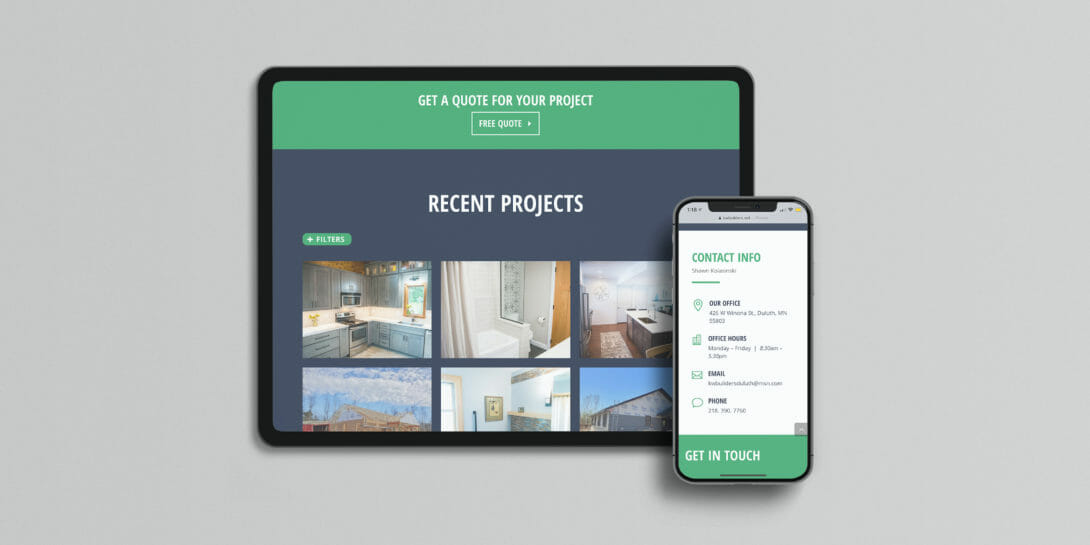 K+W Builders website design and development by Šek Design Studio