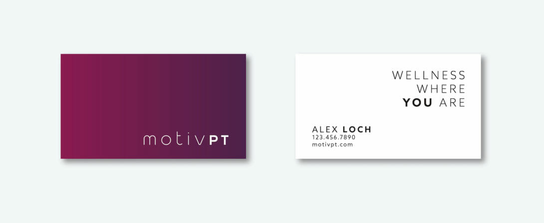 MOTIV Physical Therapy business cards, designed by Šek Design Studio