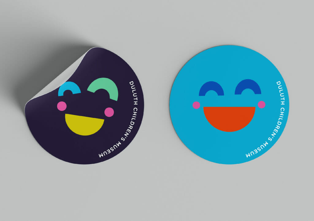 Duluth Children's Museum branded day pass stickers, created by Šek Design Studio