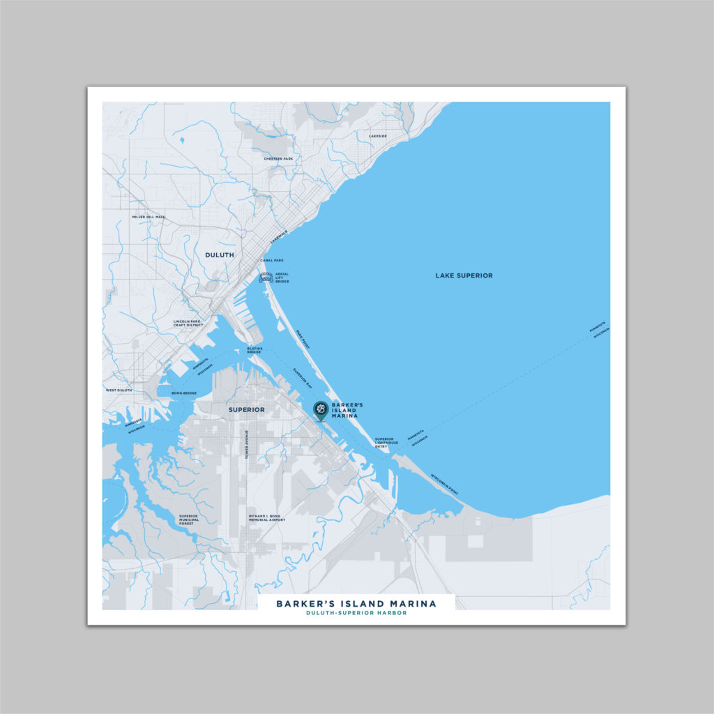 Barker's Island Marina harbor map, created by Šek Design Studio