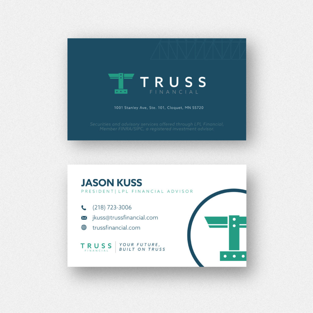 Truss Financial branded business card, created by Šek Design Studio