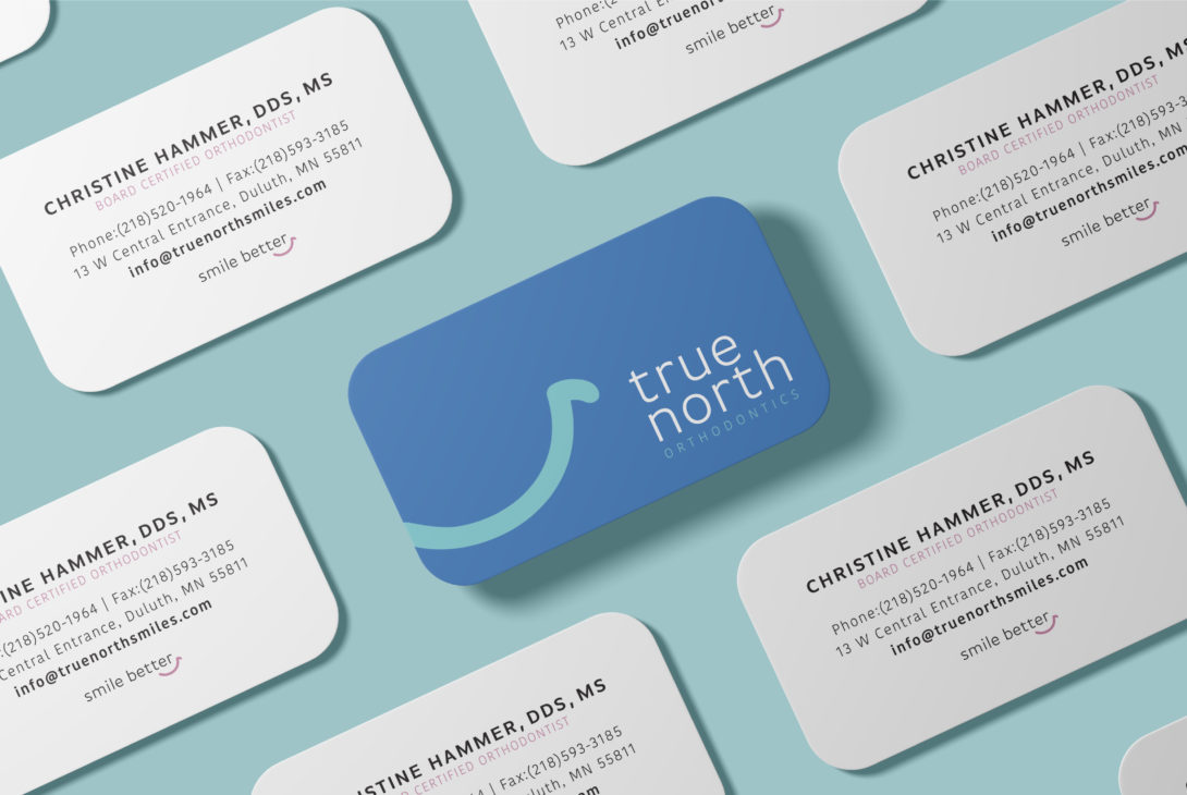 True North Orthodontics business cards, designed by Šek Design Studio
