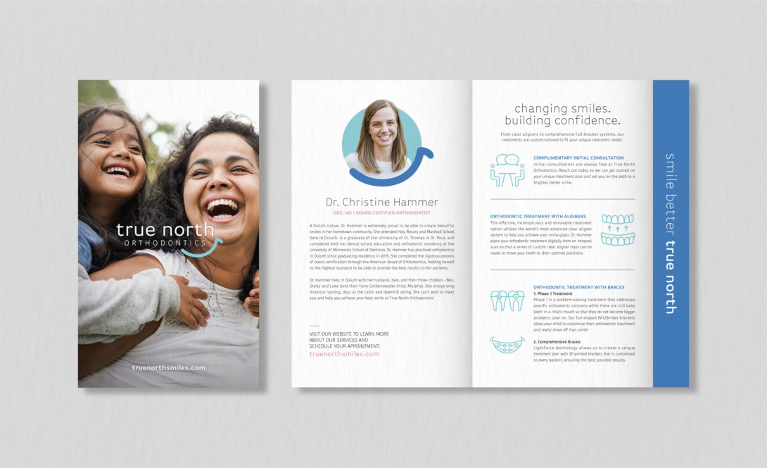 True North Orthodontics branded customer brochure, designed by Šek Design Studio