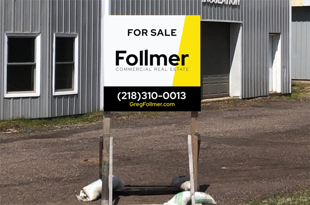 Follmer Commercial Real Estate exterior standing sign with new logo, created by Šek Design Studio
