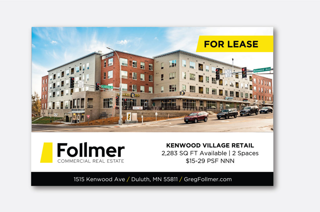 Follmer Commercial Real Estate property listing with new logo, created by Šek Design Studio