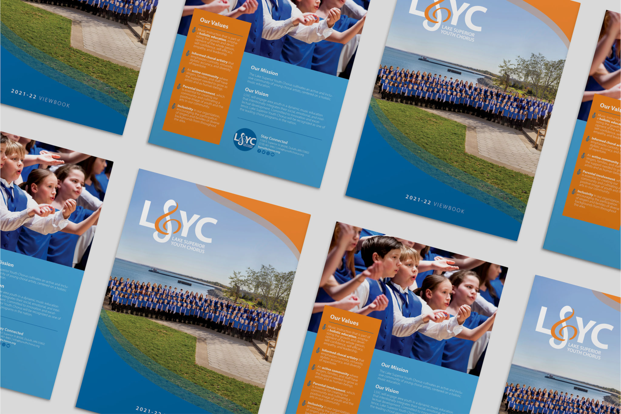 Lake Superior Youth Chorus 2022 program book front and back cover, designed by Šek Design Studio