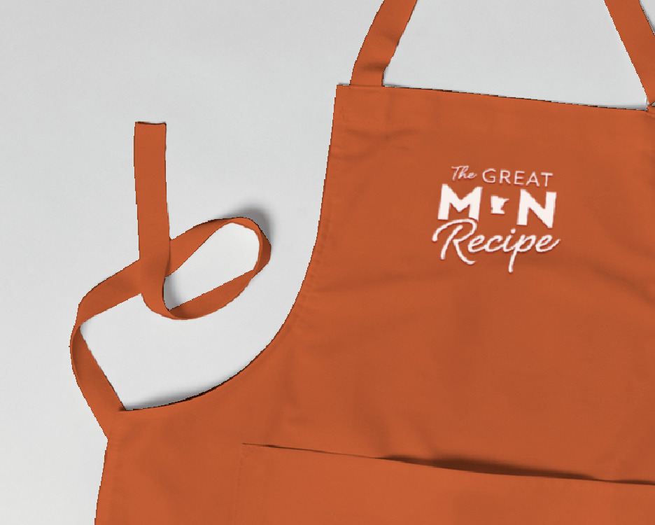 WDSE • WRPT's The Great Minnesota Recipe show branding on apron, created by Šek Design Studio