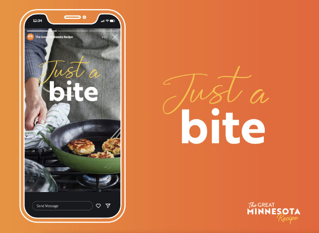 WDSE • WRPT's Just A Bite social show branding on mobile, created by Šek Design Studio