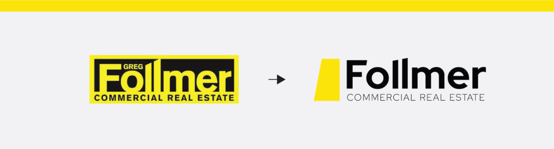 Follmer Commercial Real Estate logo refresh before and after, created by Šek Design Studio