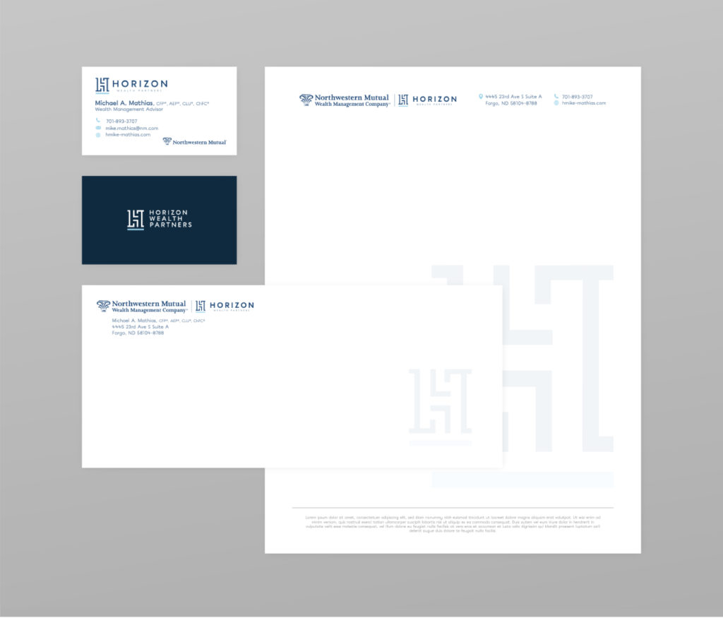 Horizon Wealth Management branded letterhead, designed by Šek Design Studio