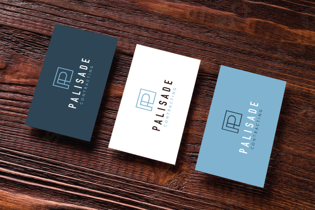 Palisade Contracting branded business cards, created by Šek Design Studio