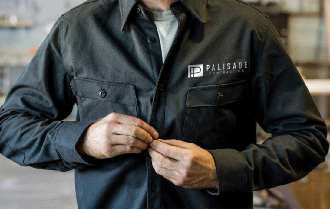 Palisade Contracting branded shirt, created by Šek Design Studio