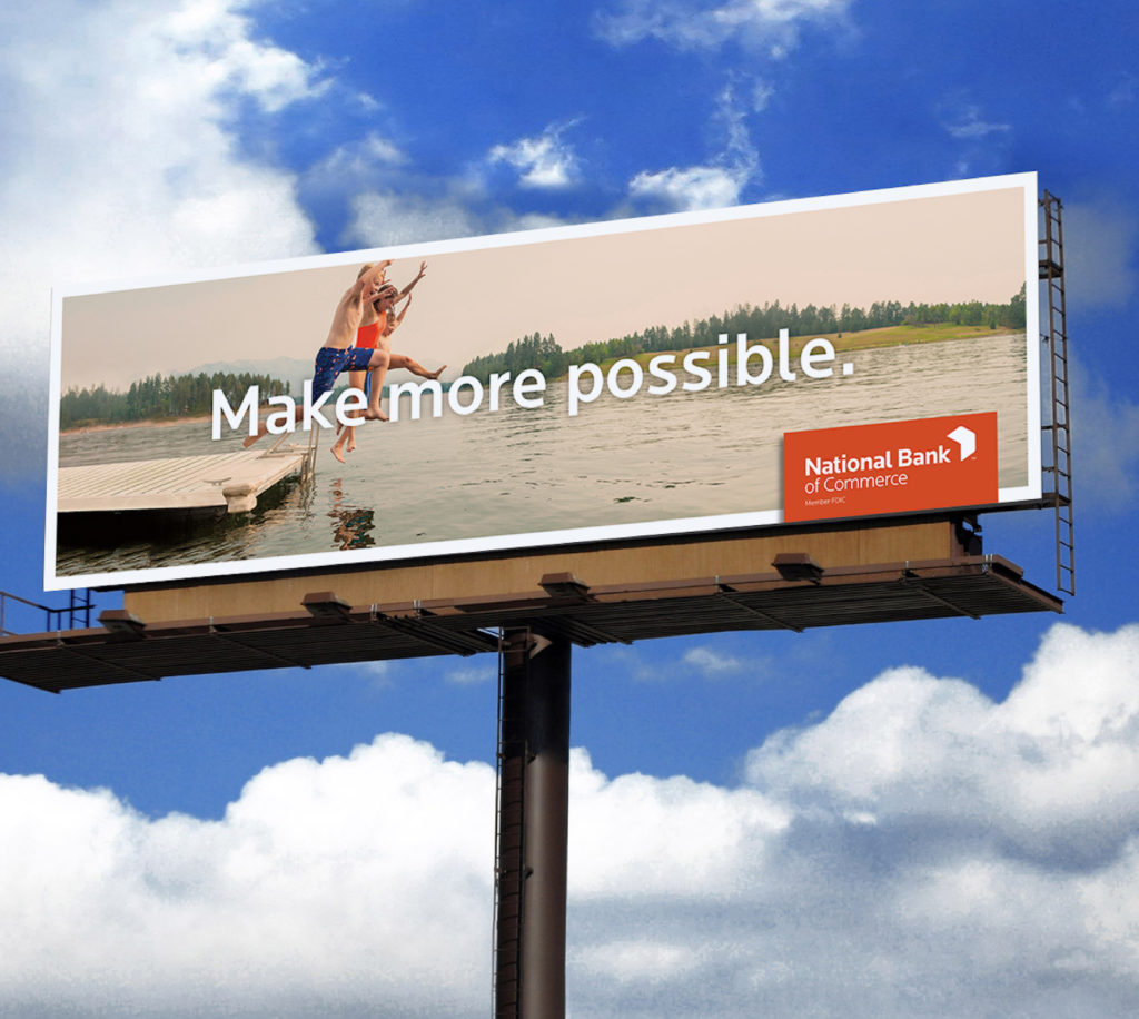 National Bank of Commerce make more possible billboard, created by Šek Design Studio