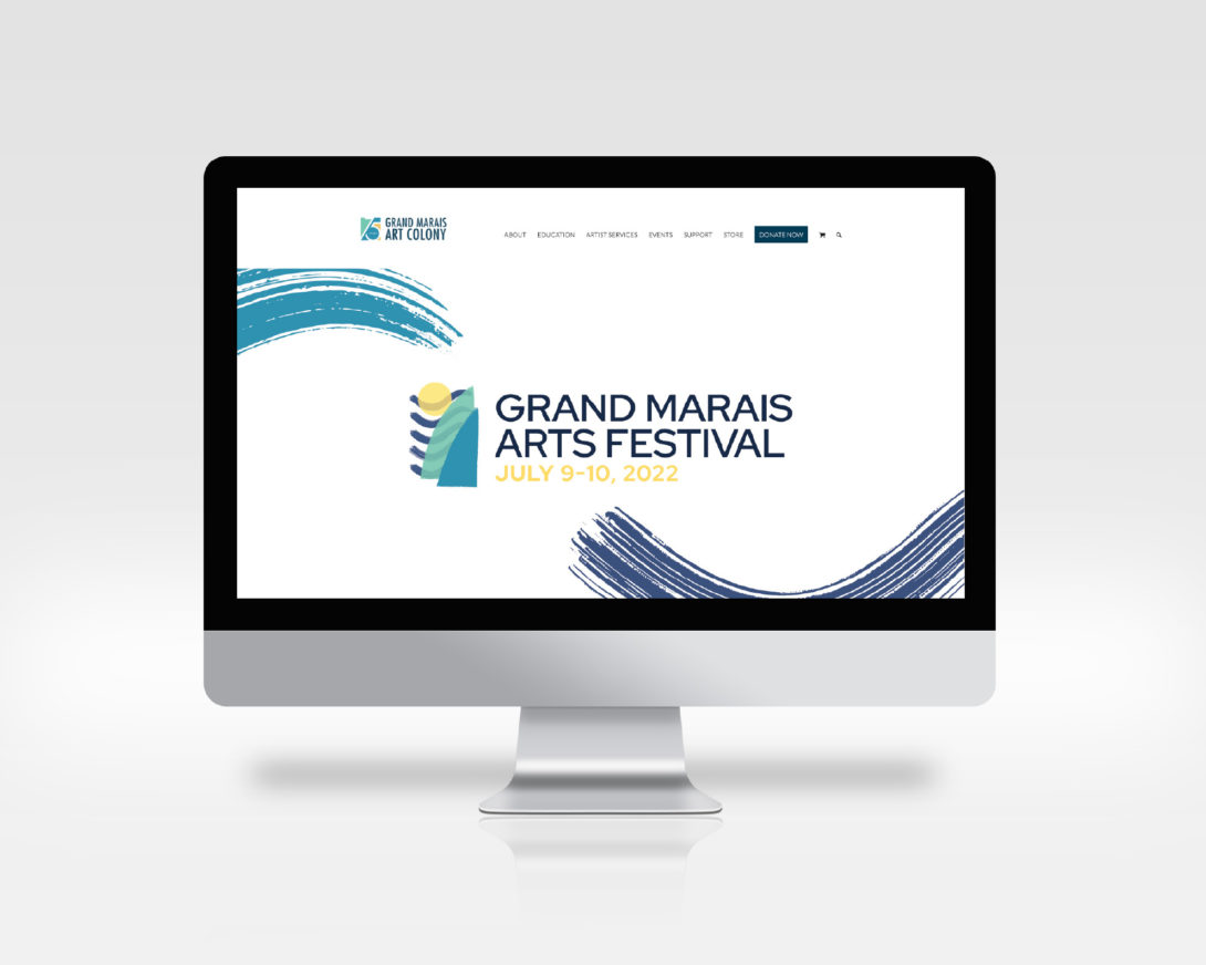 2022 Grand Marais Art Festival branding used on a website banner, designed by Šek Design Studio