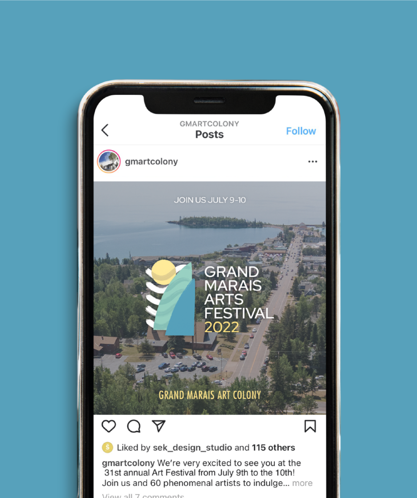 2022 Grand Marais Art Festival social media post, designed by Šek Design Studio