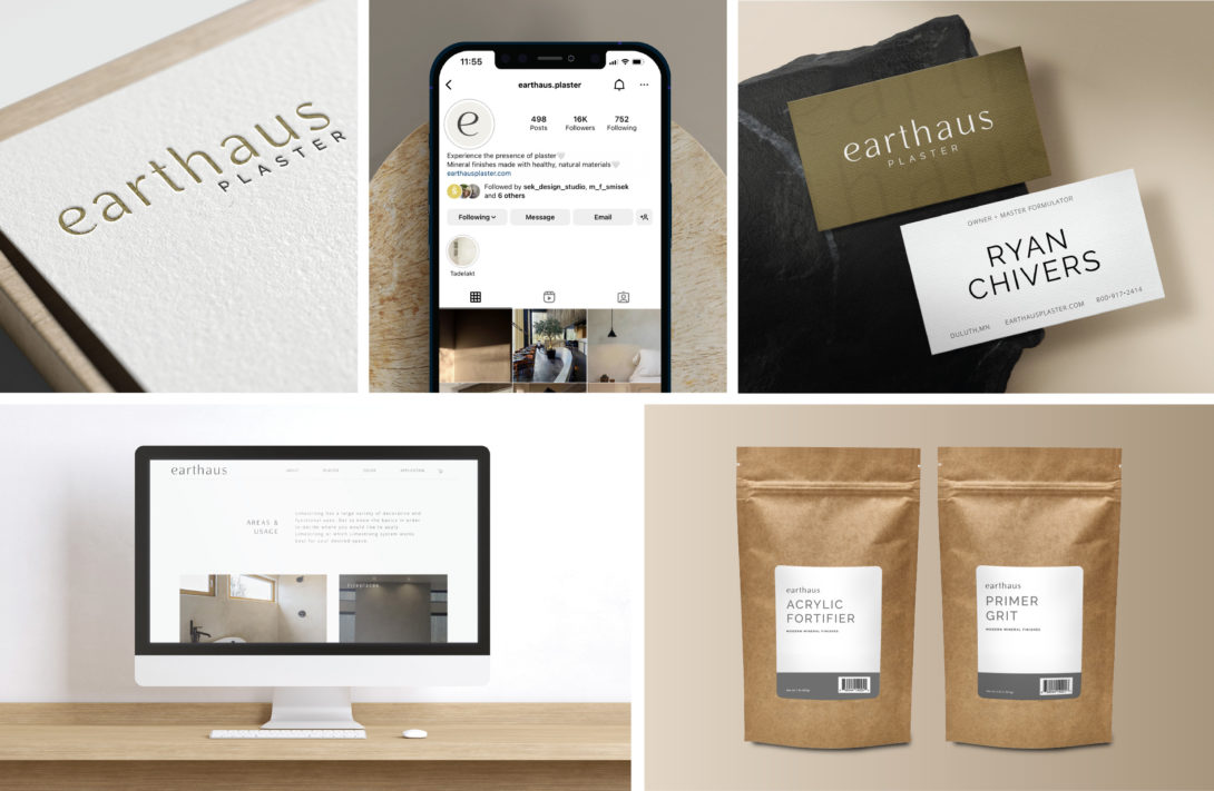 Earthaus' new brand materials, created by Šek Design Studio