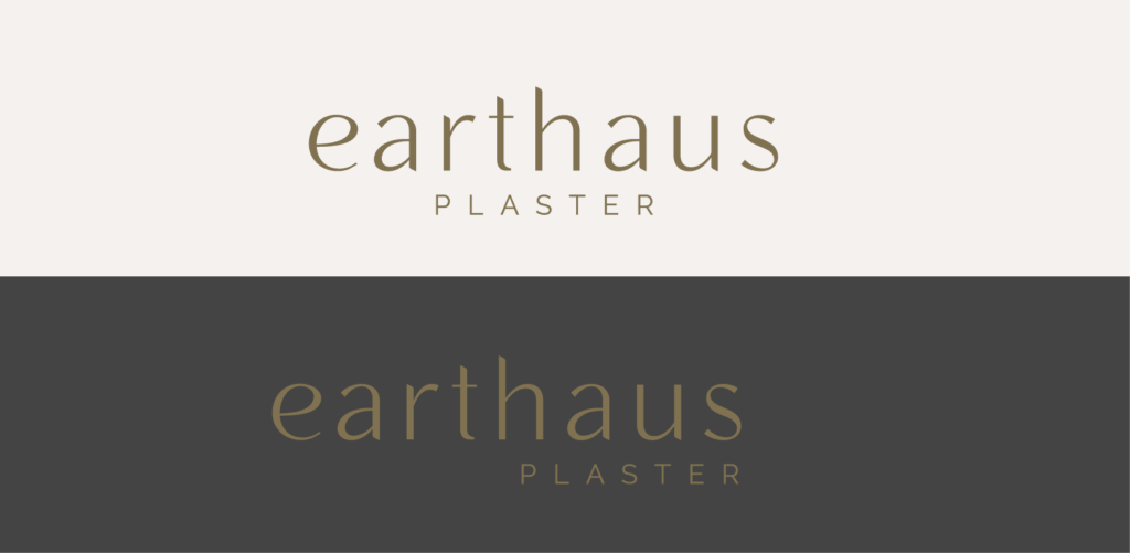 Earthaus' new brand design on dark and light background, created by Šek Design Studio