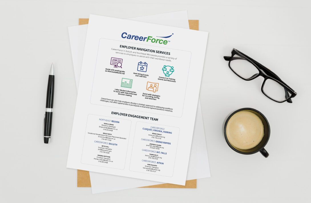 CareerForce WorkForce Development employers navigation services document design, created by Šek Design Studio
