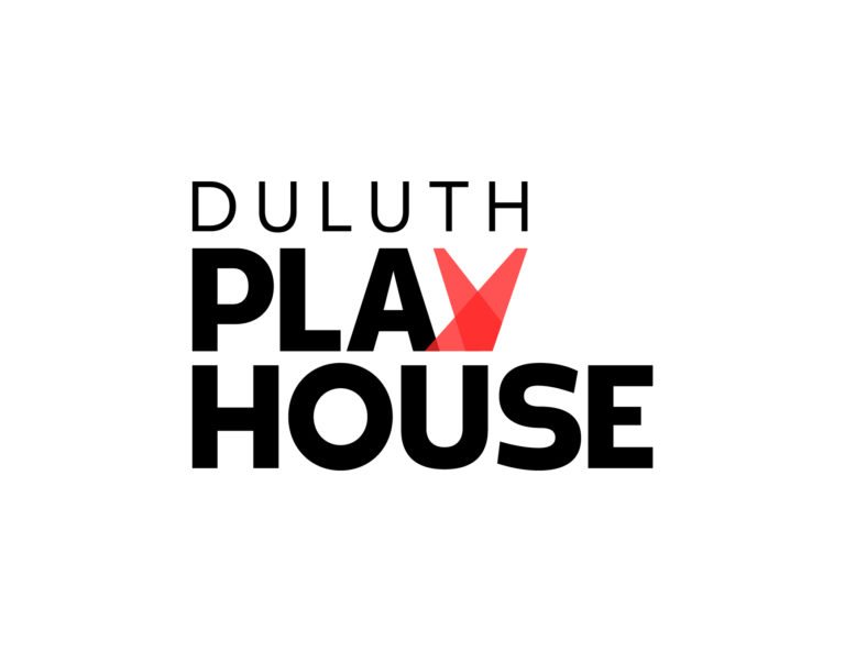 Duluth Playhouse stacked logo with red, created by Šek Design Studio