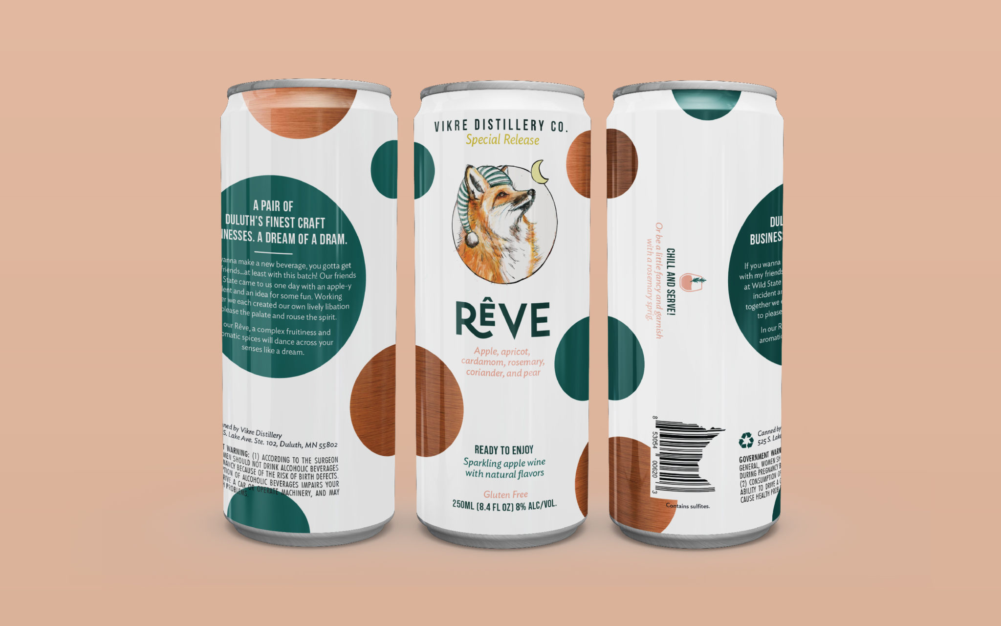 Vikre Distillery Rêve canned cocktail, branding and can design created by Šek Design Studio