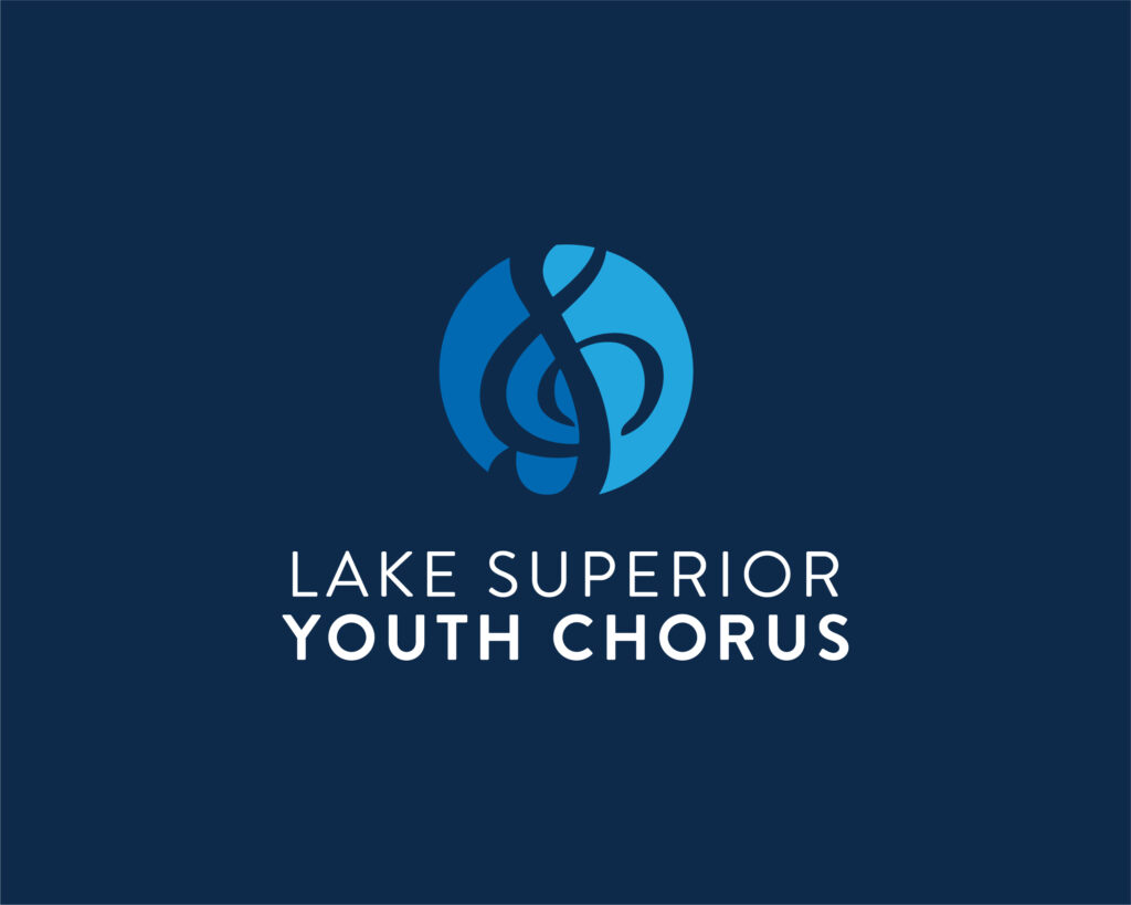 Lake Superior Youth Chorus brandinag with new 2022 shorthand LSYC logo and icon, created by Šek Design Studio
