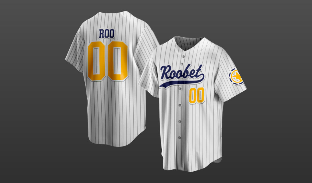 Roobet branded baseball jersey, designed by Šek Design Studio