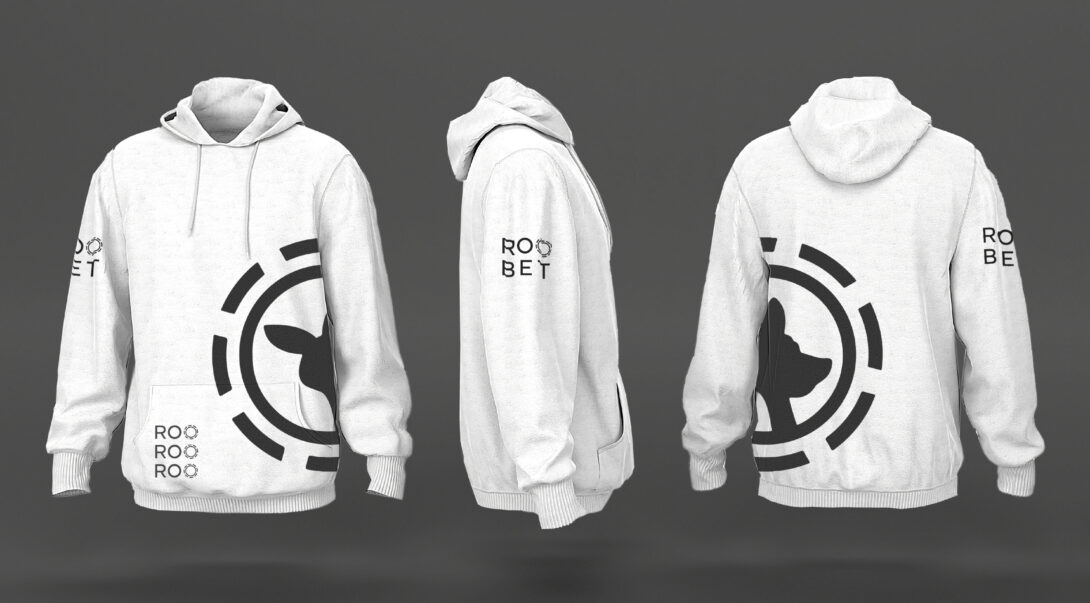 Roobet branded hoodie sweatshirt, designed by Šek Design Studio